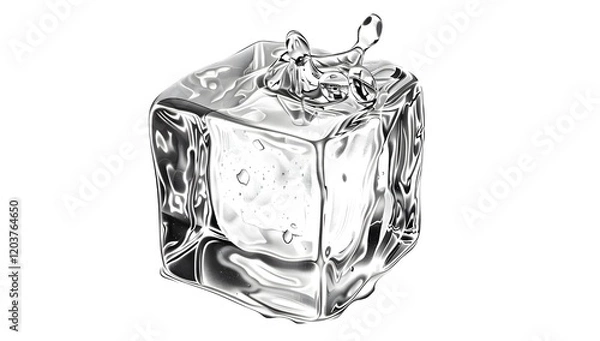 Obraz One melting ice cube white white background