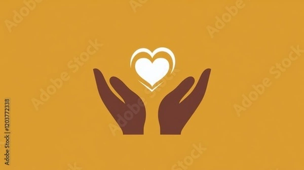 Obraz Loving Hands Holding Heart Minimalist Graphic Design.