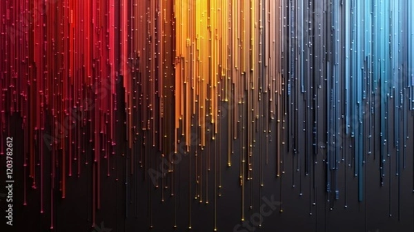 Fototapeta Vibrant Vertical Lines with Gradients of Red, Orange, Yellow, Blue, and Black Creating a Striking Background for Modern Graphic Design Projects