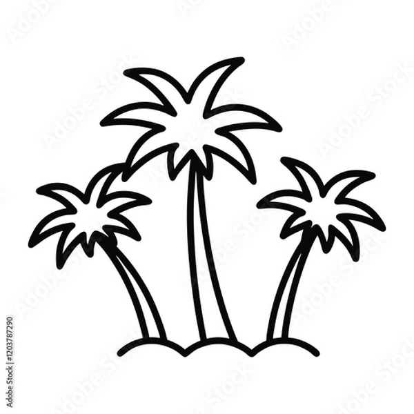 Fototapeta   Three Palm trees vector silhouette