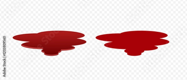 Fototapeta Puddle of blood. Bloodstain on the floor. Puddle of red paint. Human blood. Dripping with blood. Traces of crime