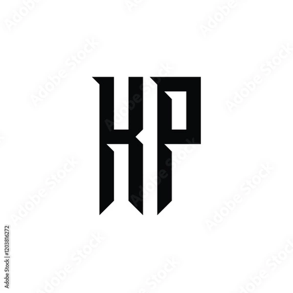 Obraz KP monogram logo design letter text name symbol monochrome logotype alphabet character simple logo