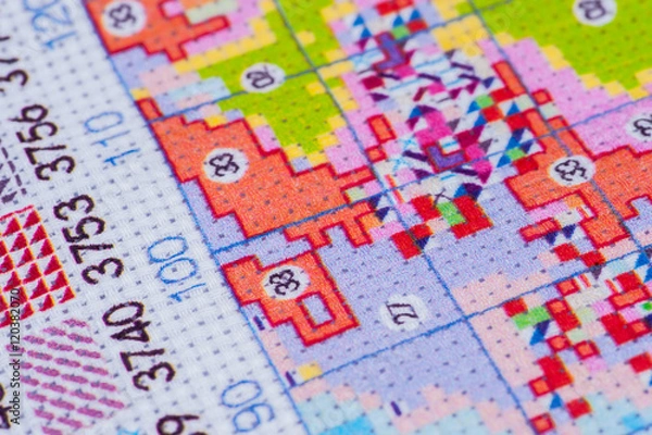 Fototapeta Set for embroidery by pattern with digits