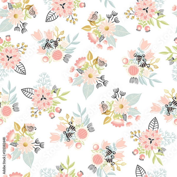 Fototapeta Seamless floral pattern.