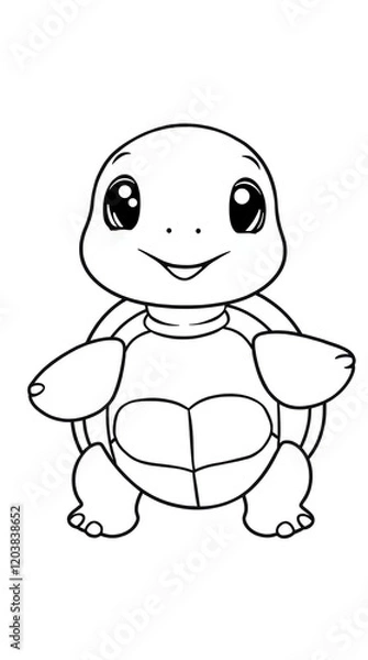 Fototapeta Generative AI. Turtle Coloring Page For Kids In Cute Style. Vertical. Ready To print