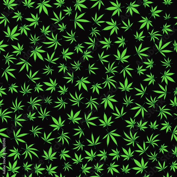 Fototapeta Background with floral pattern. Cannabis leaves. Vector illustration.
