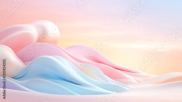 Fototapeta tranquil desert scene with pastel dunes and soft curves, evoking serenity and calmness