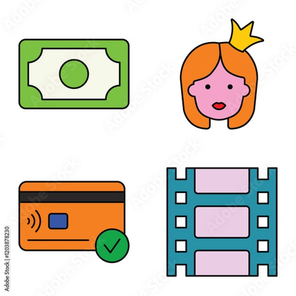 Fototapeta Modern Icons Flat Icon Set Isolated On White Background