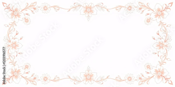 Fototapeta All around, a floral decorative pattern in white and pastel pink tones, symmetrical and harmonious, with a soft background in gradient colors between beige and light pink.