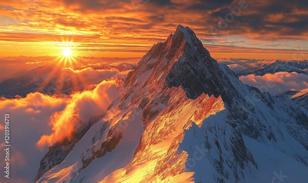 Obraz Rocky mountain peak landscape sunrise view 