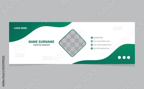Fototapeta Corporate Modern Email Signature Template | Stylish Design with Gradient Green Highlights Professional Business E-Signature Vector Template