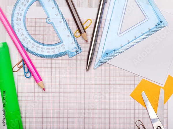 Obraz School background with colorful accessories frame