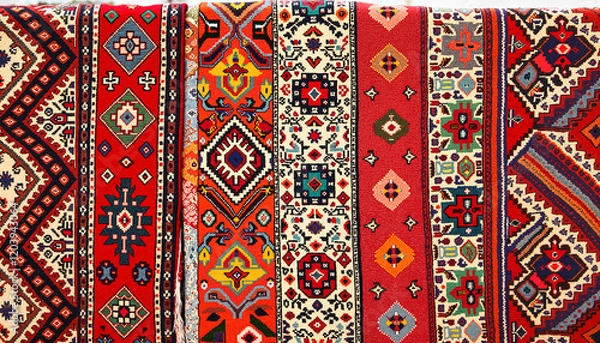 Obraz Vibrant Persian rug display showcasing intricate patterns, home decor