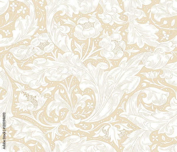 Fototapeta Modern floral seamless pattern for your design. Print on paper or textile. Desktop wallpaper. Vector illustration. Background.