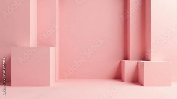 Fototapeta Abstract Pink Cuboid Display Scene for Product Presentation