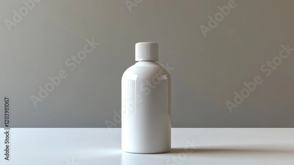 Fototapeta Blank White Plastic Bottle Mockup on Table Clean Product Packaging Design Studio Shot