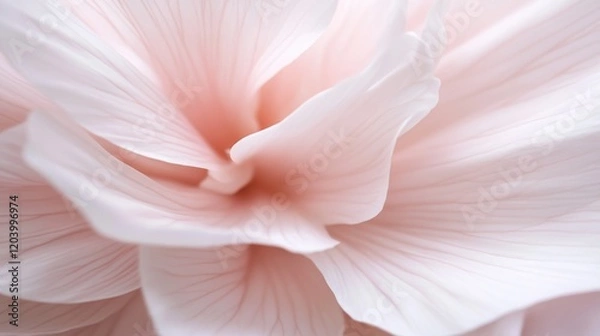 Fototapeta Close-up of delicate pale pink flower petals, soft texture, intricate details.