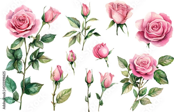 Fototapeta seamless pattern with pink roses