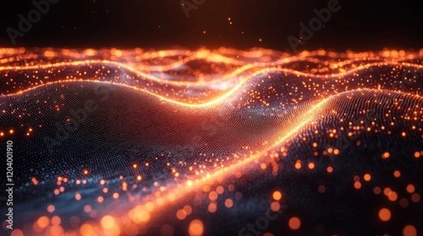 Fototapeta Flowing lines form a seal, verified data, secure network, glowing effect