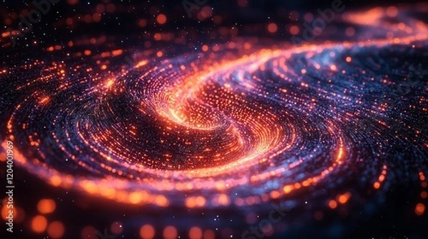 Obraz Flowing lines form a seal, verified data, secure network, glowing effect