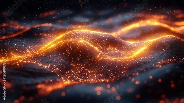 Fototapeta Flowing lines form a seal, verified data, secure network, glowing effect