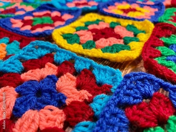 Fototapeta homemade, canvas, art, stuff, needle, knit, mood, knitwear, fabric, activity, winter, color, stitch, multicolor, blanket, autumn, background, textile, texture, relax, example, creative, material, knit