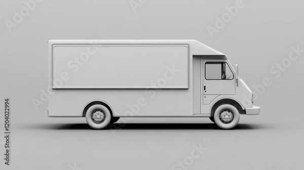 Fototapeta White food truck mockup, side view, studio, blank ad space