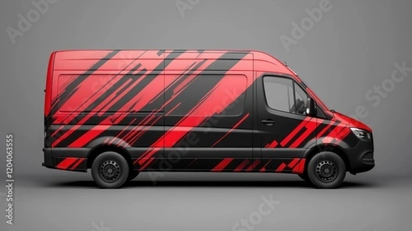 Fototapeta Red black van design studio mockup background