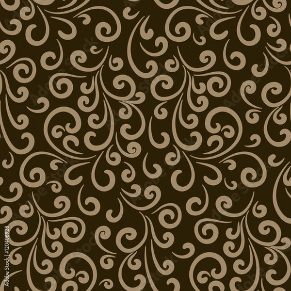 Fototapeta Gold swirls background, seamless pattern