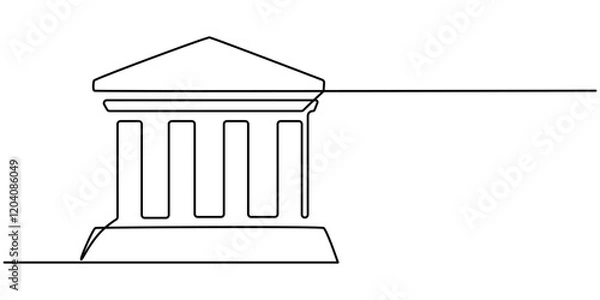 Obraz Bank icon icon line continuous drawing vector. One line temple icon vector background. Building with columns icon. Continuous outline of a theater icon, Bank, bank building, court, building with pro.