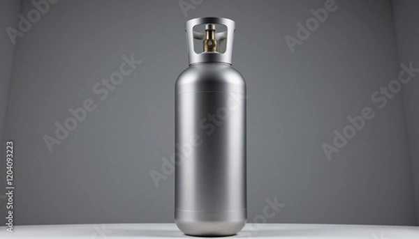 Fototapeta Detailed CNG cylinder with smooth metallic surface reflecting light in a minimalistic setting