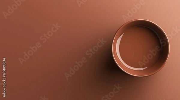 Fototapeta Top view of a cup with a colored mocha mousse on the background of a wall of color mocha mousse. Color trend.