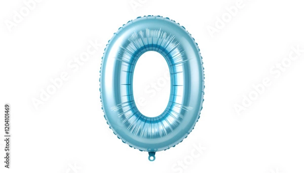 Fototapeta Light blue number zero foil balloon.