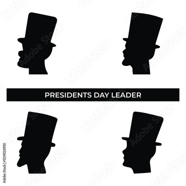 Obraz Vector Illustration of Presidents' Day Leader Face with Hat. Simple Flat Design Depicting Patriotic Leader, American Pride, and Presidential Symbolism.