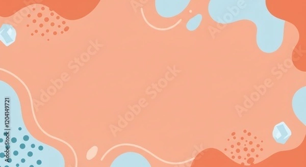 Fototapeta Abstract Peach and Light Blue Background with Organic Shapes and Spots Modern Design Template
