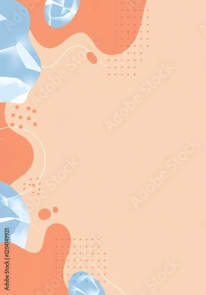 Fototapeta Abstract Peach and Blue Background with Geometric Shapes and Copy Space
