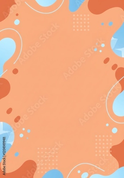 Fototapeta Abstract Peach and Light Blue Background with Organic Shapes and Geometric Patterns