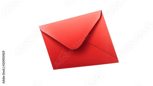 Obraz Bright Red Envelope - Symbol of Communication, Love, and Special Occasions, isolated on transparent background, White background.
