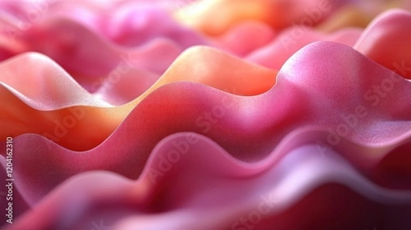 Fototapeta Colorful abstract waves of fabric undulating softly, creating a serene atmosphere with gentle gradients