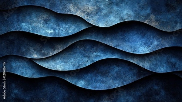 Fototapeta Abstract blue waves texture with layered design, creating a serene atmosphere for backgrounds