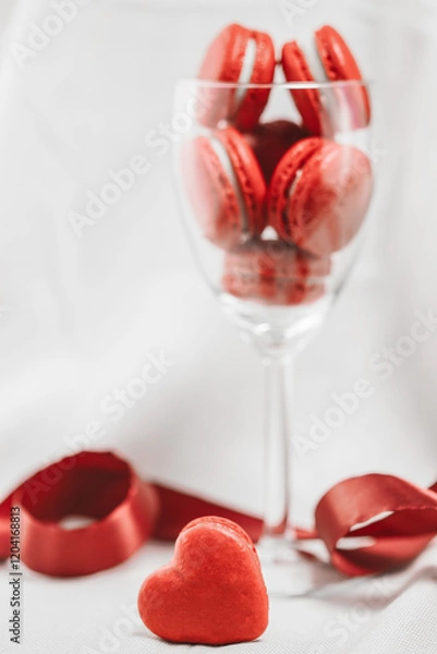 Fototapeta Red macvarons for Valentine's day.