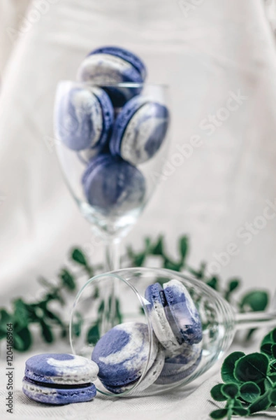 Fototapeta A glass of colorful and unique macarons