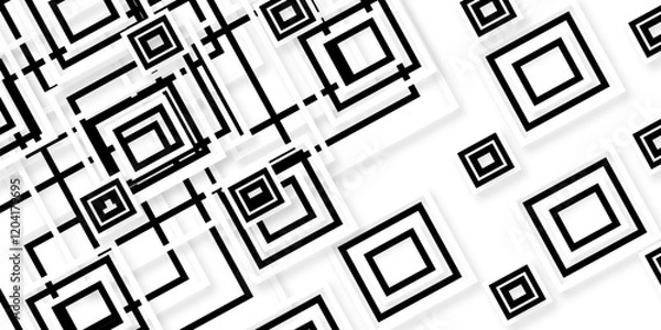 Fototapeta Abstract seamless moder Retro black and white geometric pattern background, Black and white geometric seamless pattern for wallpaper decoration. Square abstract image vector design. 