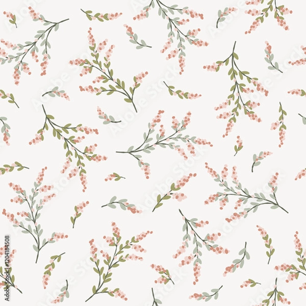 Obraz Seamless pattern with small cute flowers, repeating background, digital paper for wallpaper, scrapbook, textile, print vector design