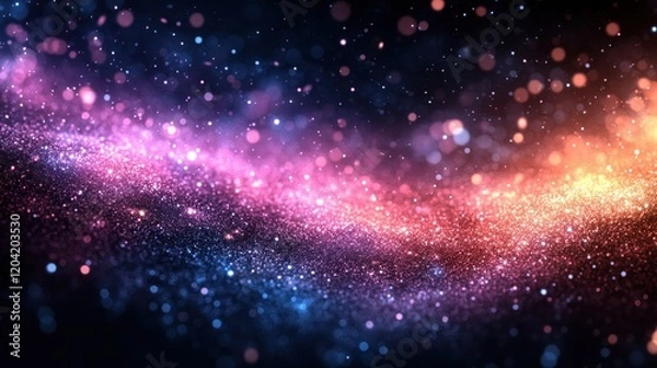 Fototapeta Vibrant cosmic background with swirling colors and luminous particles creating a dreamy atmosphere