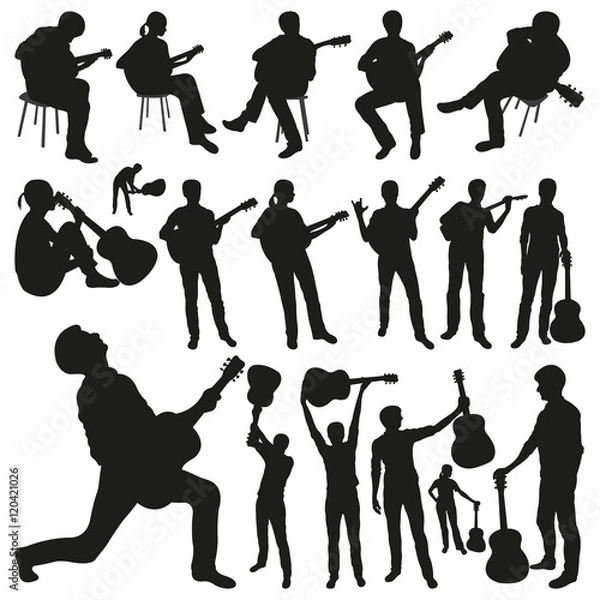 Obraz Guitar Players Vector Silhouettes
