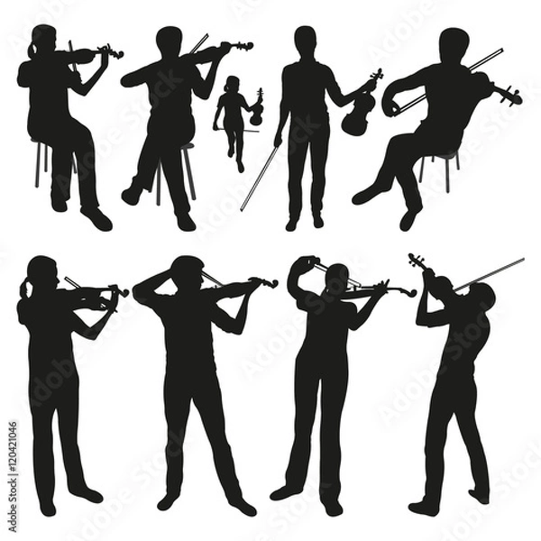 Obraz Violinists Vector Silhouettes