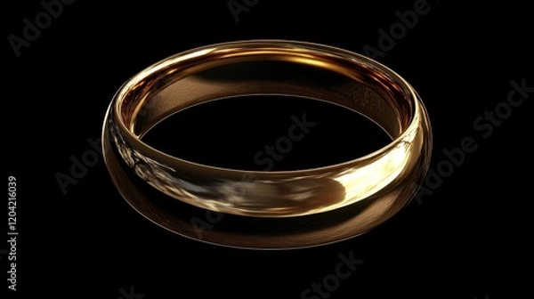 Fototapeta Golden Ring Floating in Air Against Black Background for Elegant Imagery