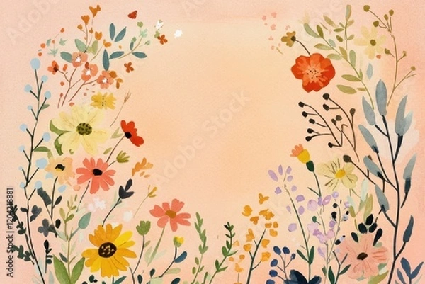 Obraz Vibrant floral arrangement on a soft peach backdrop evoking joy and serenity in artistic expression