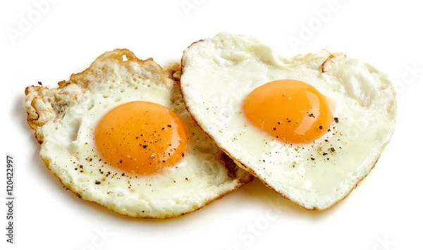 Obraz smażone jaja na białym tle